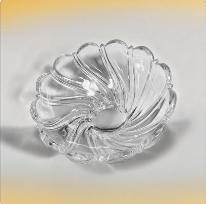 Vintage Mikasa Swirl Flower Crystal Glass 10” Bowl , Fruit Bowl , Serving Bowl , Kitchen Decor , Orrefors Style Flower Bowl Dish - Timeless Treasures  Emporium1