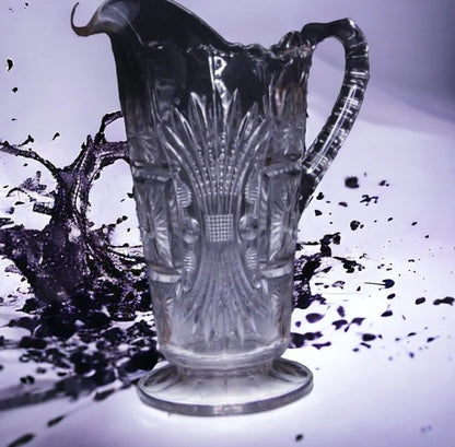 Jenkins Square Sunburst No. 600 Clear Glass Pitcher 1910 - Timeless Treasures  Emporium1