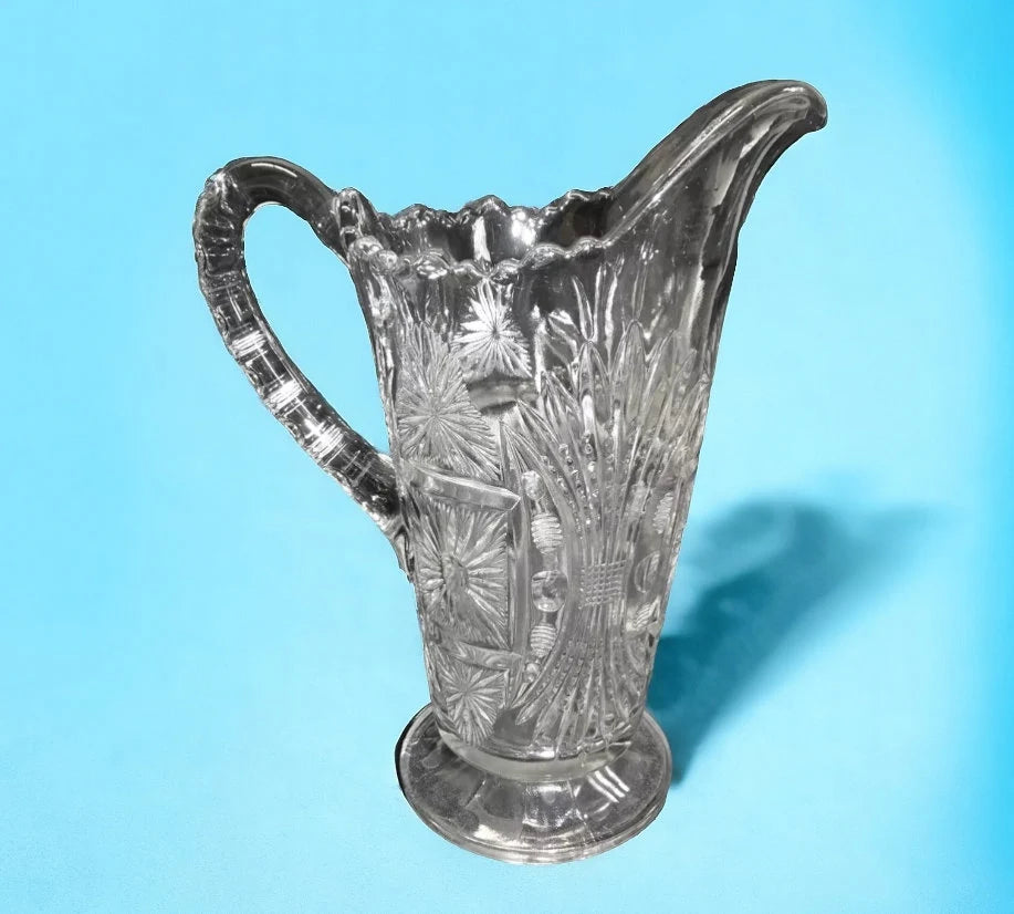 Jenkins Square Sunburst No. 600 Clear Glass Pitcher 1910 - Timeless Treasures  Emporium1