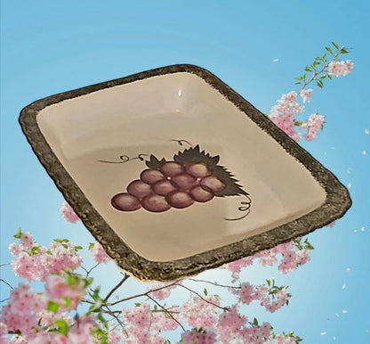 Vintage ALCO Industries Rectangular Ceramic Grapes Lasagna Pan