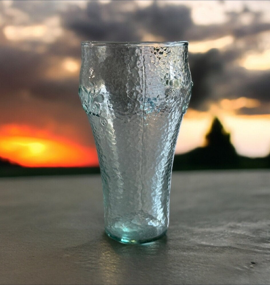 Oversized Green Coca-Cola Raised Ripple Letters Pebbled Drinking Glass 16oz Tumbler Collectible Glassware - Timeless Treasures  Emporium1