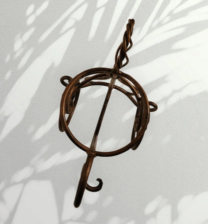 Vintage Rustic Wrought Iron Brass Finished Tilted Bottle Holder ~ 10"H - Timeless Treasures  Emporium1