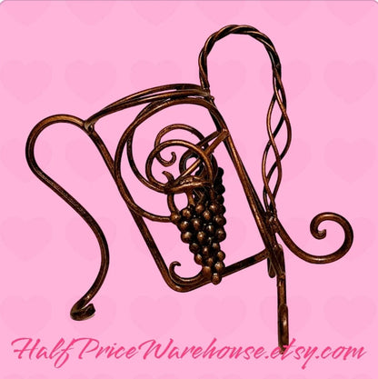 Vintage Rustic Wrought Iron Brass Finished Tilted Bottle Holder ~ 10"H - Timeless Treasures  Emporium1