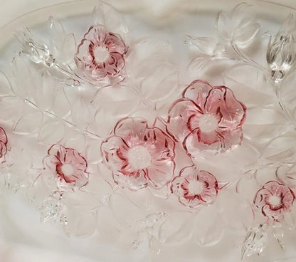 Vintage Mikasa Rosella Round Pink Roses Glass Serving Platter/Plate Embossed with Ruffled Edge - Timeless Treasures  Emporium1