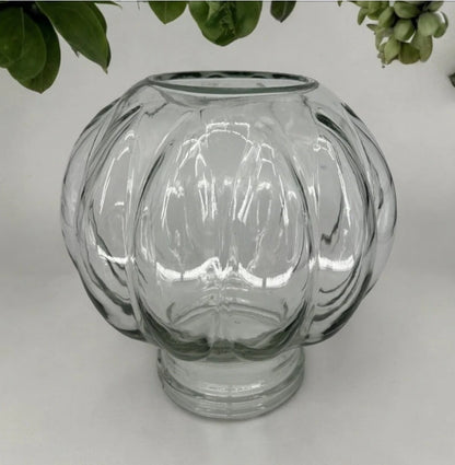 Vintage Heavy Light Green Glass Antique Pumpkin Shaped Apothecary Jar with Lid Candy Table Display Decoration Home Decor ~ 11"×8.5" - Timeless Treasures  Emporium1