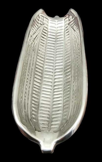 Vintage Stainless Steel Metal Corn Cob Holders Trays/Plates Platter-CORN On The COB /Textured Corn Holders | Glass Corn Dish ~ Set of 2 - Timeless Treasures  Emporium1
