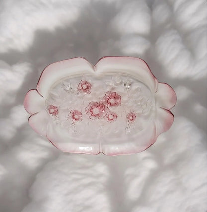 Vintage Mikasa Rosella Round Pink Roses Glass Serving Platter/Plate Embossed with Ruffled Edge - Timeless Treasures  Emporium1