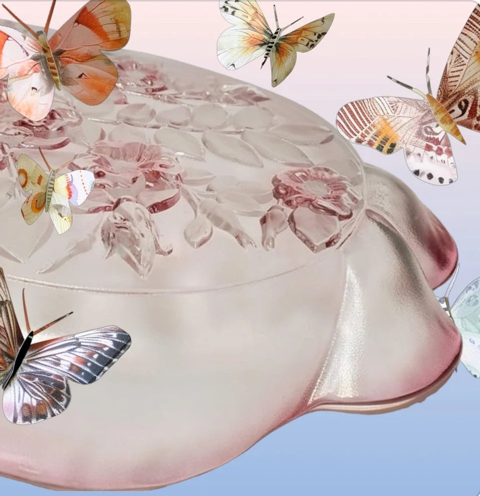 Vintage Mikasa Rosella Round Pink Roses Glass Serving Platter/Plate Embossed with Ruffled Edge - Timeless Treasures  Emporium1